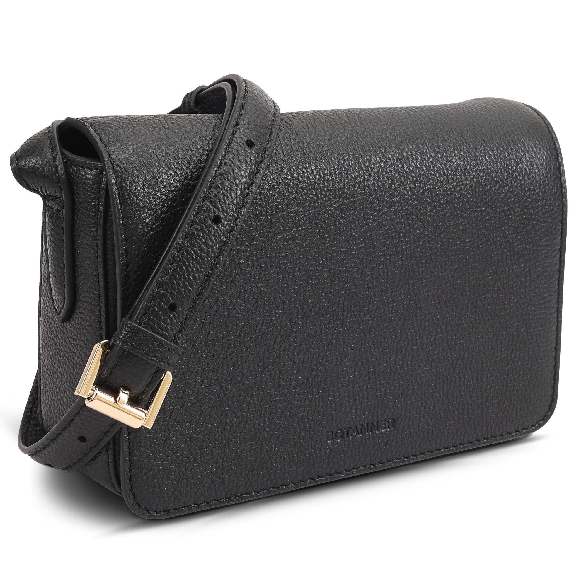 2913 Leather Crossbody Shoulder Bag With An Adjustable Strap | Black
